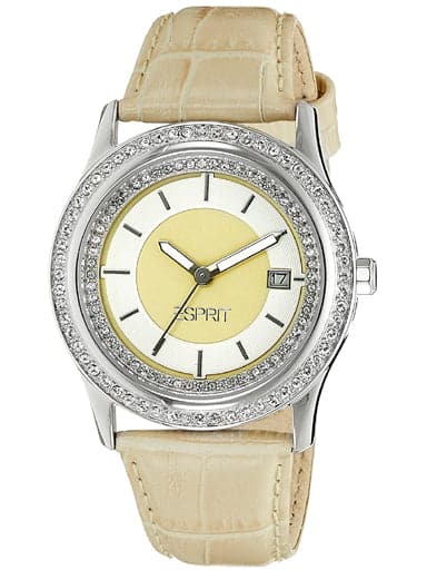 ESPRIT Off White Dial Beige Leather Strap Women's Watch ES106132003-N - Kamal Watch Company
