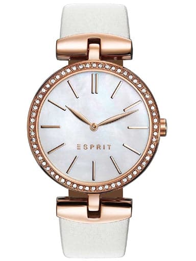 ESPRIT Mother Of Pearl Dial White Leather Strap Women's Watch ES109112002 - Kamal Watch Company