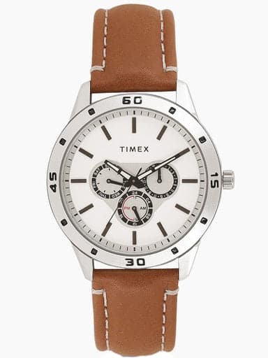 Timex Multi-Function White Dial Tan Leather Strap Men's Watch TW000U911 - Kamal Watch Company