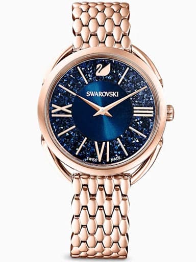 Swarovski Crystalline Glam Watch, Metal Bracelet, Blue, Rose-gold tone PVD - Kamal Watch Company