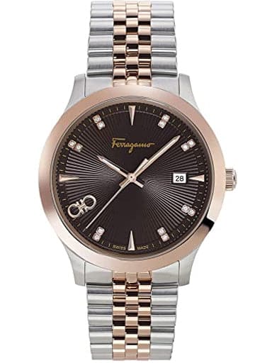 Salvatore Ferragamo Men's Ferragamo Duo Rose Gold Swiss Quartz Watch with Stainless Steel Strap - Kamal Watch Company