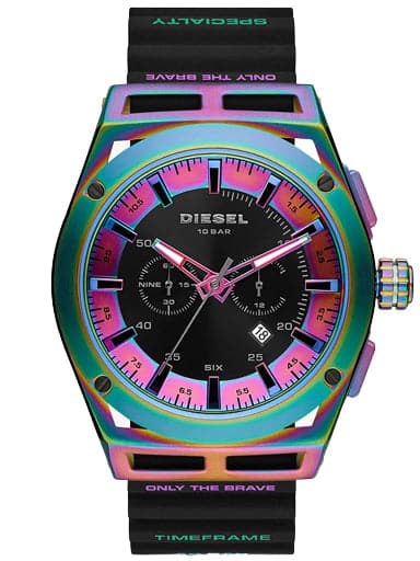 DIESEL Mens Timeframe Black Dial Silicon Chronograph Watch - Kamal Watch Company
