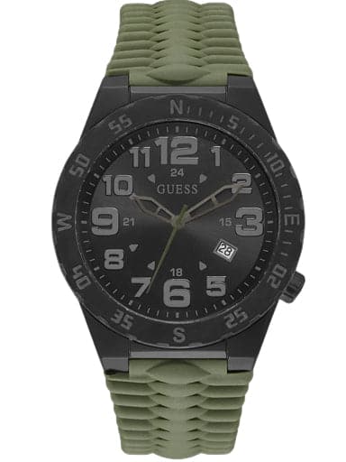 Guess BLACK CASE GREEN SILICONE WATCH - Kamal Watch Company