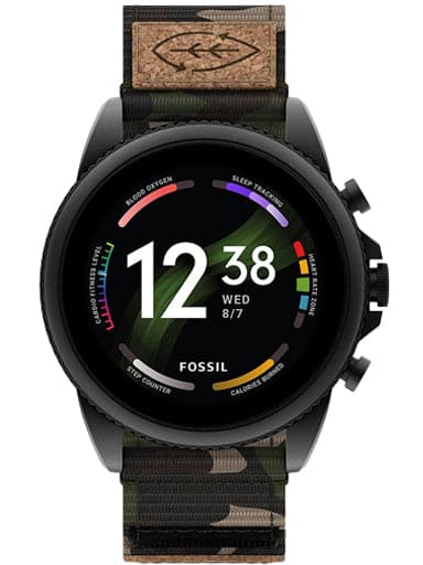 Fossil Gen 6 Smartwatch Green Camo Grosgrain - Kamal Watch Company