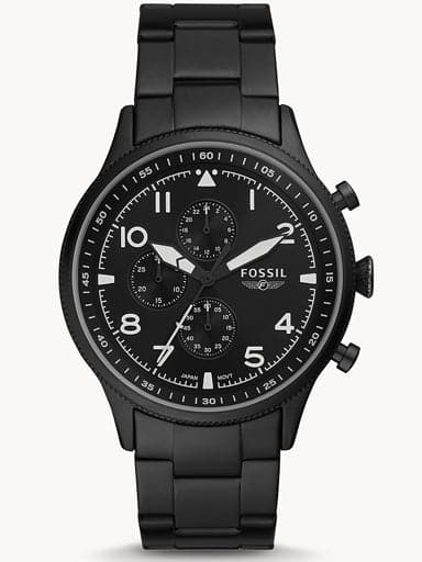 Pilot Chronograph Black Stainless Steel Watch FS5811 - Kamal Watch Company