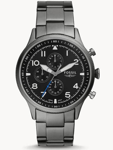 Fossil Pilot Chronograph Smoke Stainless Steel Watch FS5834 - Kamal Watch Company