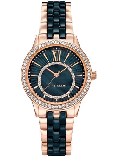 Anne Klein Women'S Ceramic Blue Dial Blue Ceramic Watch Ak3672Nvrg