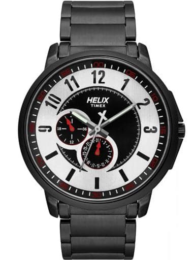 HELIX Sporty Double Layered Dial Full Black Multi Function Stainless Steel Bracelet Watch TW027HG32 - Kamal Watch Company