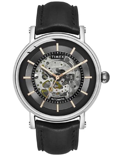 Timex Men'S Black Dial Full Skeleton Automatic Watch Tweg16716