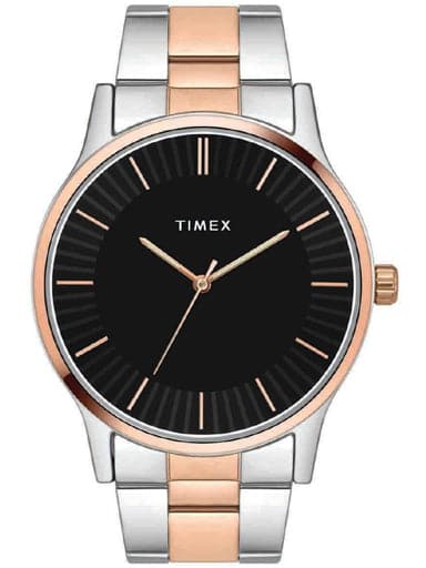 Timex Sleek Black Dial Watch With Two-Tone Bracelet Tw0Tg8305