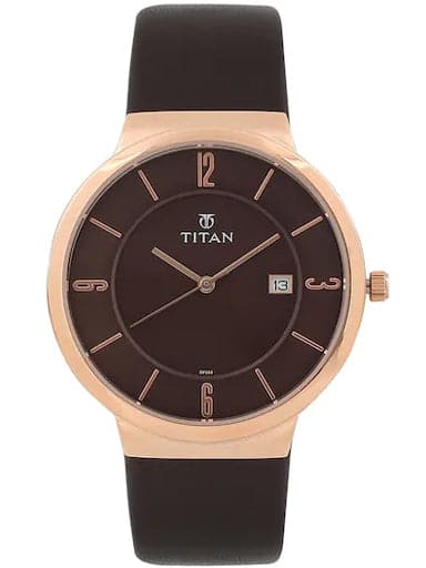 Titan Brown Dial Brown Leather Strap Men's Watch NN90053WL01 - Kamal Watch Company