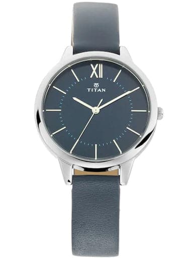 Titan Work Wear Blue Dial Leather Strap Women's Watch NP2617SL01 - Kamal Watch Company