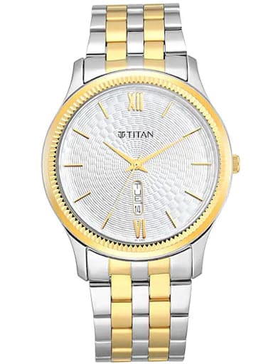 TITAN Silver White Dial Metal Strap Watch NP1824BM02 - Kamal Watch Company