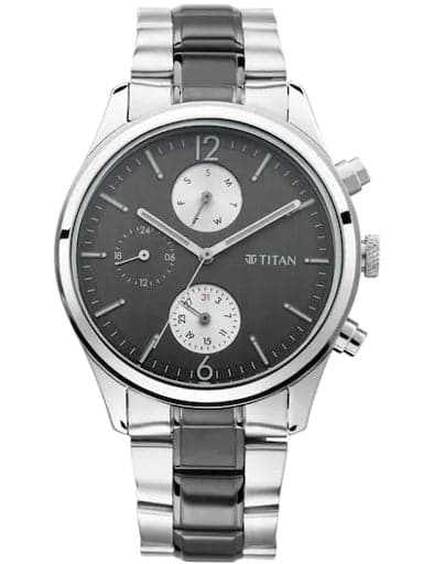 Titan Work Wear Black Dial Stainless Steel Strap Men's Watch NP1805KM01 - Kamal Watch Company