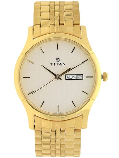 Titan White Dial Gold Stainless Steel Strap Watch NP1636YM01 - Kamal Watch Company