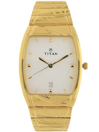 Titan White Dial Gold Stainless Steel Strap Men's Watch NN9315YM01 - Kamal Watch Company