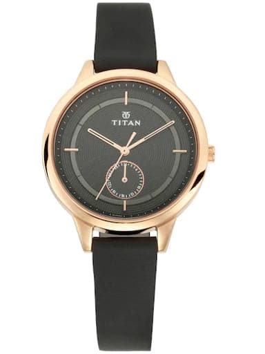 Titan Work Wear Anthracite Dial Leather Strap Women's Watch NN2617WL02 - Kamal Watch Company