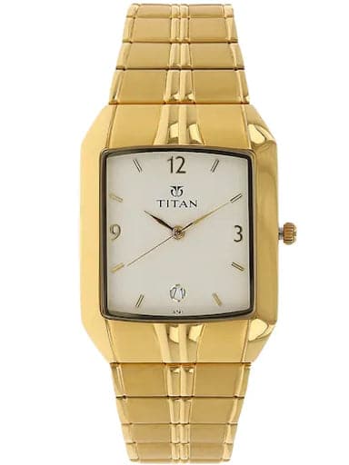 Titan White Dial Golden Metal Strap Men's Watch NP9264YM01 - Kamal Watch Company