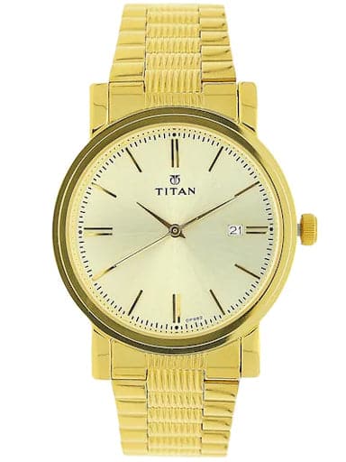 Titan Champagne Dial Gold Stainless Steel Strap Watch NM1712YM03 - Kamal Watch Company