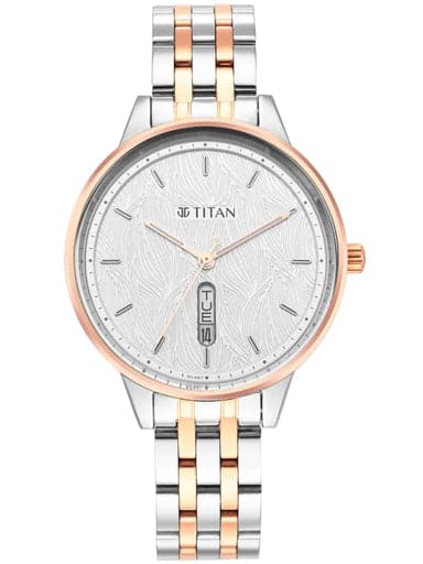 TITAN Workwear Silver Dial Two Toned Stainless Steel Strap Watch NP2648KM01 - Kamal Watch Company
