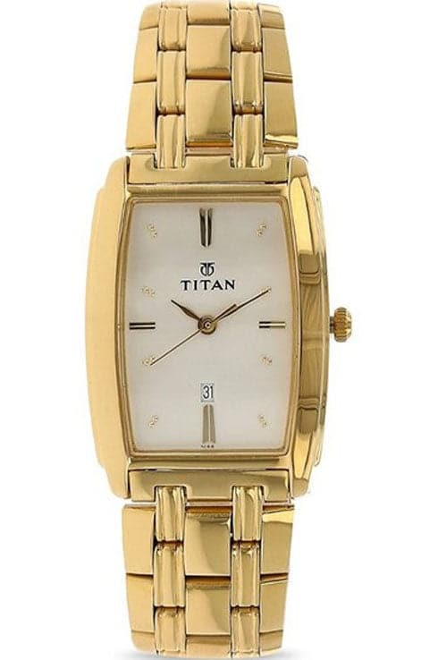 Titan Regalia White Dial Gold Metal Strap Watch For Men Np1163Ym01