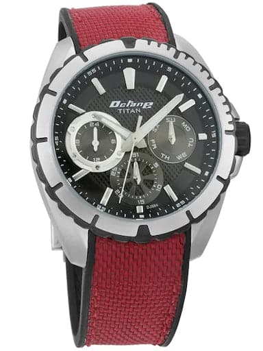 Titan Octane Multi-Function Black Dial Red Strap Men's Watch NN90109KP03 - Kamal Watch Company