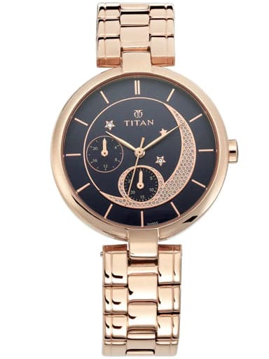 Titan Stellar Black Dial Multi-Function Watch For Women Nn95086Wm01