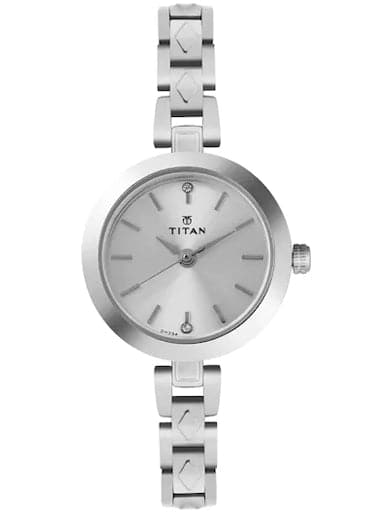 Titan Silver Dial Silver Stainless Steel Strap Watch For Women NN2598SM01 - Kamal Watch Company