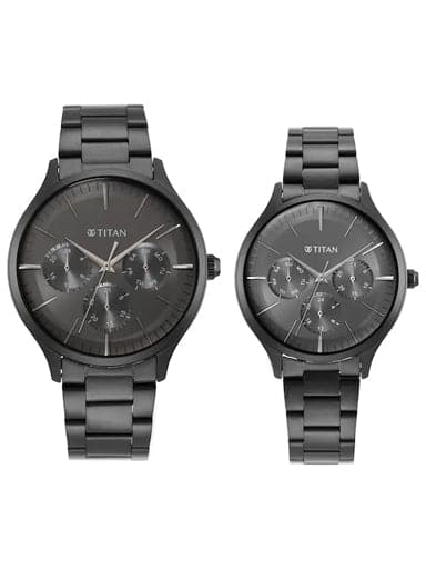 TITAN Bandhan Black Dial Stainless Steel Strap Watch NP9400494204NM01