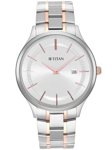 TITAN Classique Slimline Watch with Silver Dial & Two Toned Stainless Steel Strap 90142KM01 - Kamal Watch Company