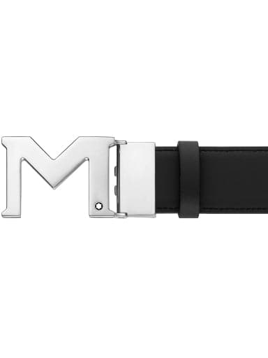 MONTBLANC M buckle black 35 mm reversible leather belt MB127697 - Kamal Watch Company