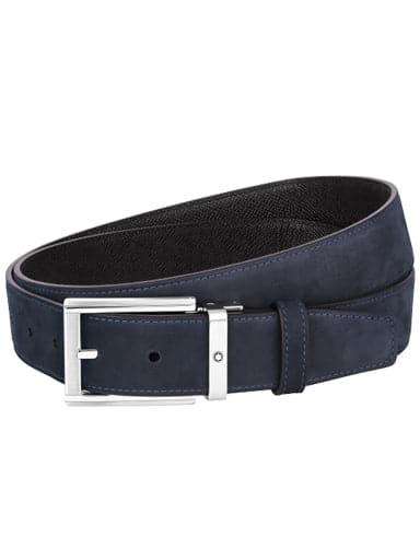 MONTBLANC Black/Blue 35 mm reversible leather belt MB126042 - Kamal Watch Company