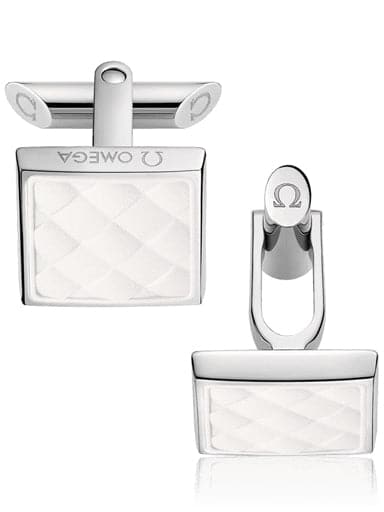 OMEGA RUBBER CUFFLINKS Stainless steel and white rubber C92STA0509205 - Kamal Watch Company