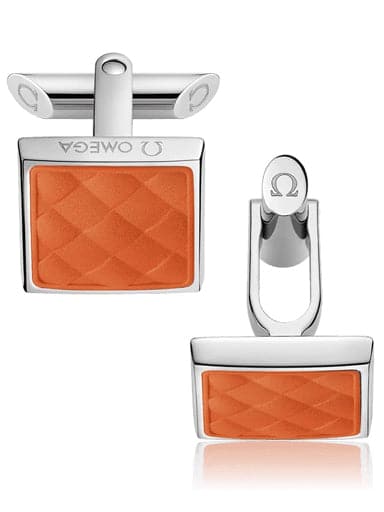 OMEGA AQUA CUFFLINKS Stainless steel and orange rubber C92STA0509105 - Kamal Watch Company