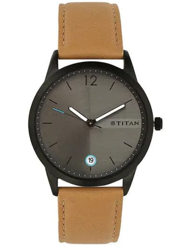 Titan Work Wear Grey Dial Leather Strap Watch For Men NP1806NL01 - Kamal Watch Company