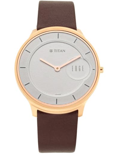 TITAN Edge Watch with Silver White Dial & Leather Strap NP1843WL01 - Kamal Watch Company
