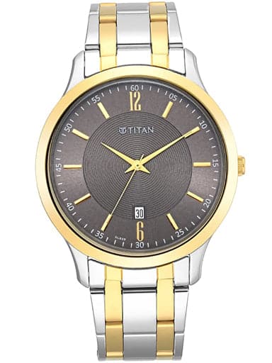 Titan Dark Brown Dial Metal Strap Watch 1825Bm01