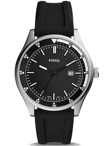FOSSIL Belmar Three-Hand Date Black Silicone Watch FS5535 - Kamal Watch Company
