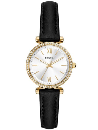 Fossil Carlie Three-Hand Black Eco Leather Watch Es5127I