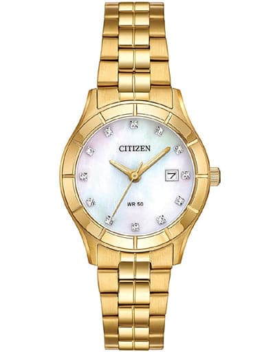 CITIZEN Quartz Mother of Pearl Dial Gold Stainless Steel EU6042-57D - Kamal Watch Company