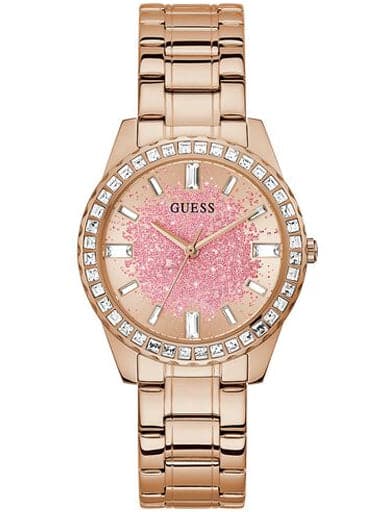 Guess Crystal Clear Rose Gold Dial Rose Gold Steel Strap Watch for Women - GW0470L3