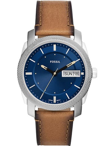 Fossil Machine Three-Hand Day-Date Tan Leather Watch Fs5920I