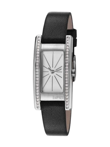 Esprit Vivid Crystal White Dial Black Leather Strap Women's Watch ES106172002 - Kamal Watch Company
