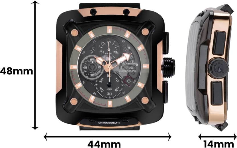 Alexandre Christie Mens 44 mm Chronograph Black Dial Metal Analogue Watch - 3039MCBBRBA - Kamal Watch Company