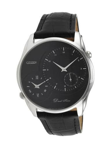 Citizen Quartz Dual Time Watch Black Dial AO3001-06E Men's Watch - Kamal Watch Company