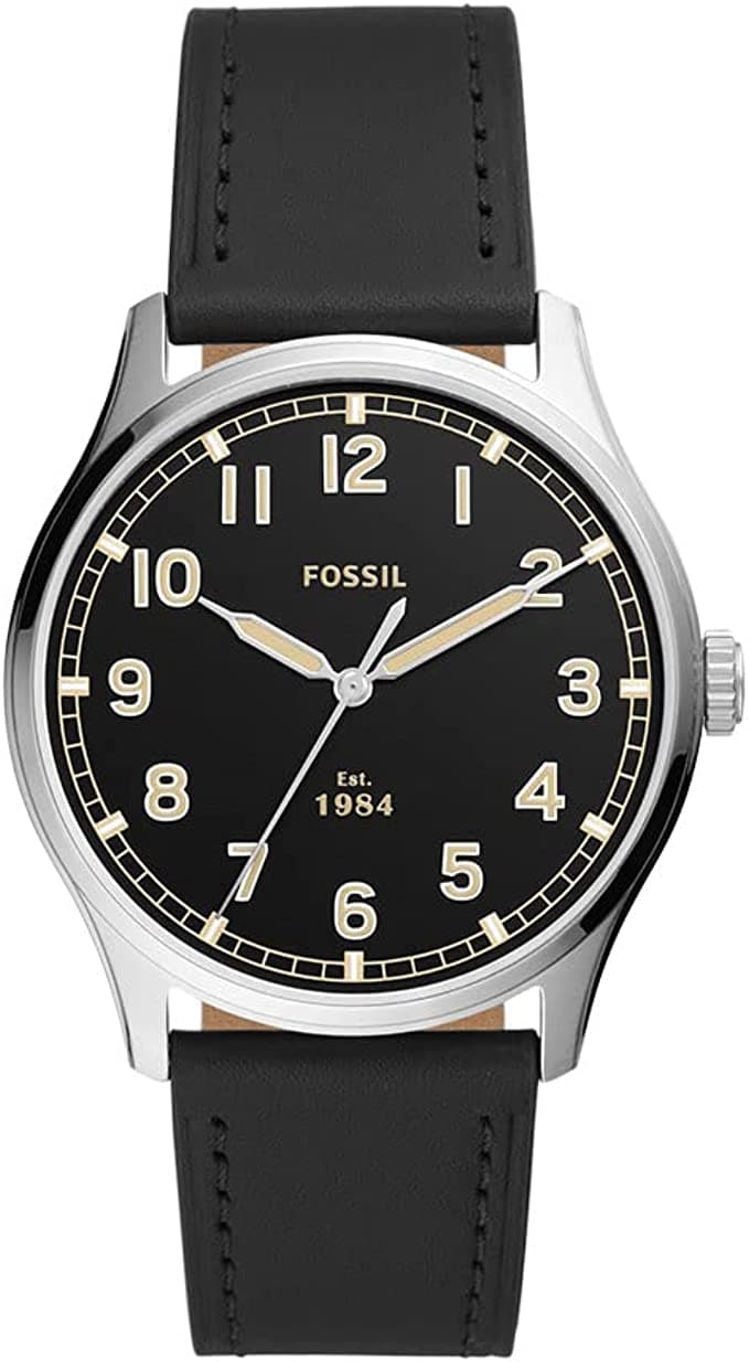 FOSSIL Dayliner Three-Hand Black Leather Watch FS5926I - Kamal Watch Company