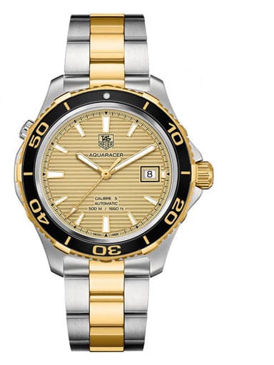TAG Heuer Aquaracer Champagne Dial Steel and Gold Men's Watch - Kamal Watch Company