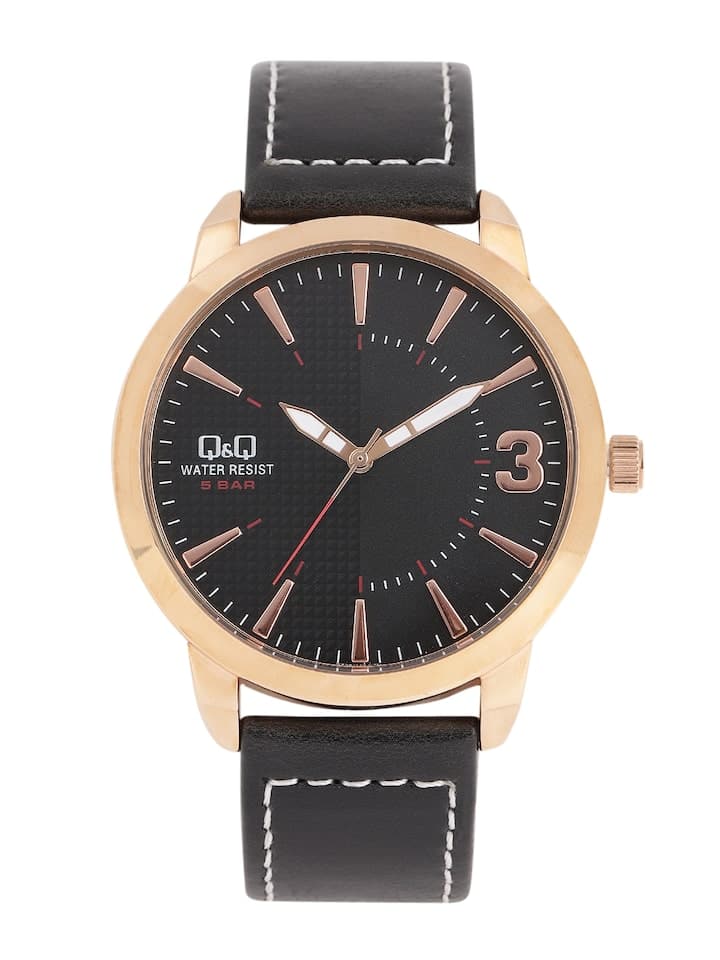 Q&Q Men Black & Gold-Toned Analogue Watch QA98J112Y. - Kamal Watch Company
