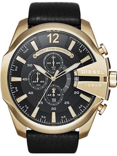 Diesel Mega Chief Round Analog Black Dial Leather Watch DZ4344 - Kamal Watch Company