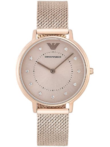 Emporio Armani Quartz Crystal Pink Dial Ladies Watch